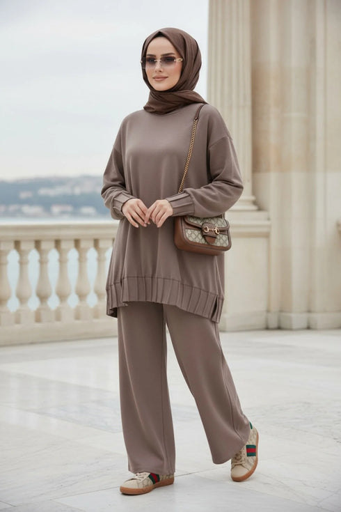 طقم قماش اويشو - بني