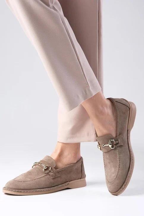 Genuine Suede Mink Color Loafer