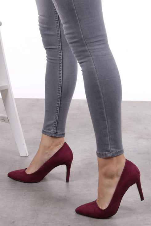 حذاء كعب عالي شامواه لون بوردو