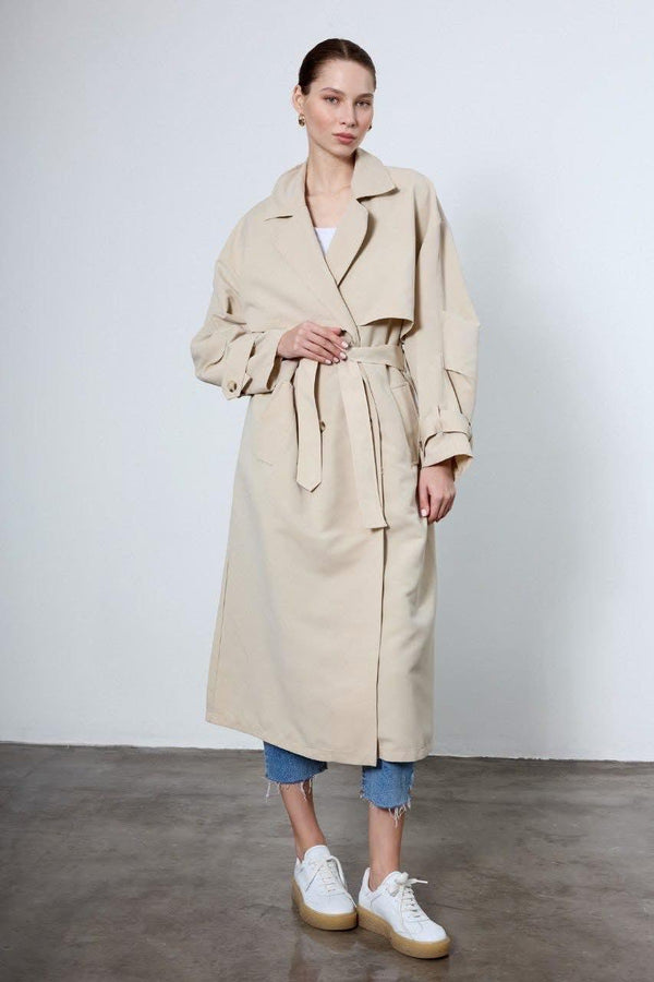 ترانشكوت طويل لون بيج