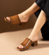 Camel Thick Heeled Women's Slippers