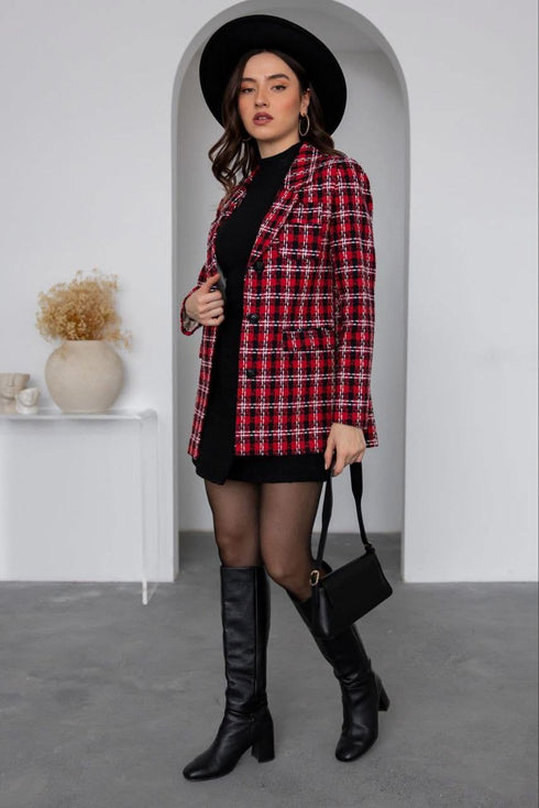 جكيت كاروهات - أحمر