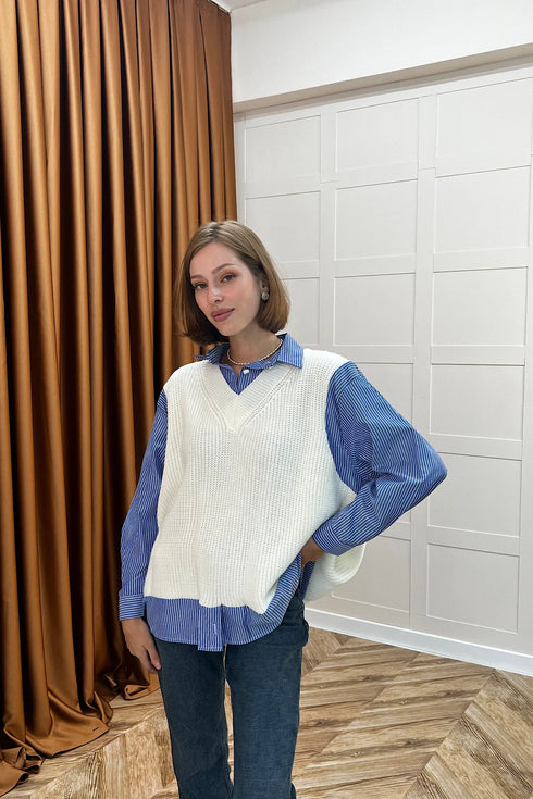 قميص مع ڤيست تريكو محبوك