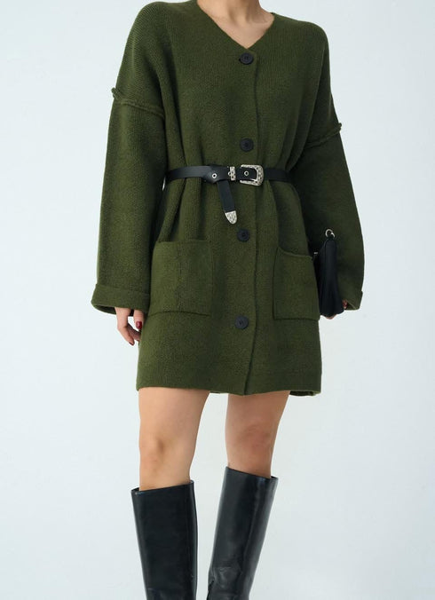 كارديجان صوف ناعم - زيتي