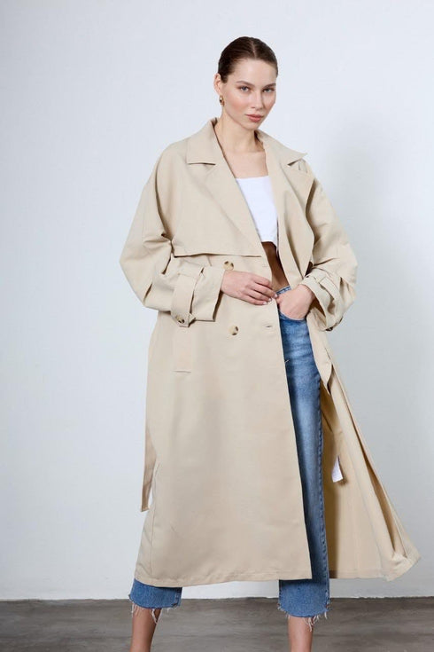 ترانشكوت طويل لون بيج