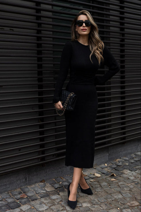 فستان تريكو - أسود