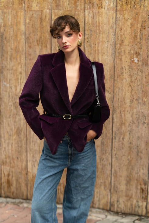 جكيت فرو مع حزام