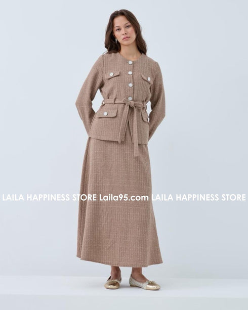 طقم خريفي قطعتين جكيت وتنورة