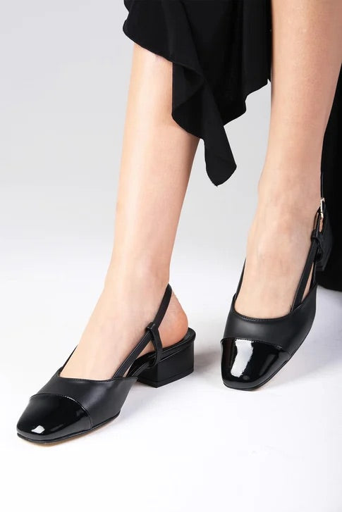Black Color Low Heeled Shoes