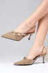 Mink Color Leather Heeled Shoes