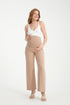 بنطلون قماش للحوامل باللون البيج