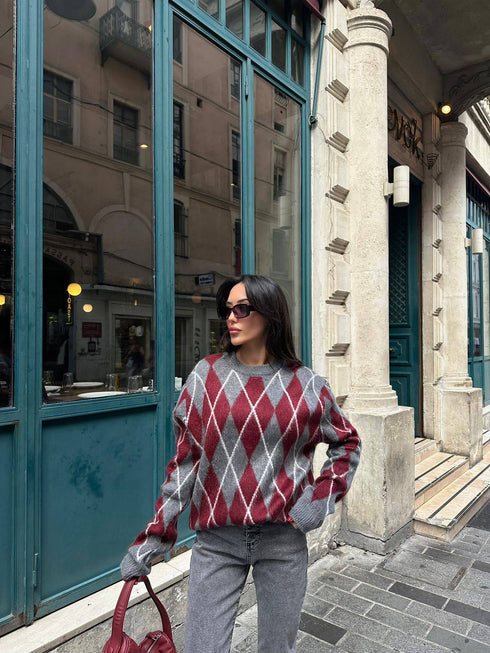 كنزة صوف ناعم - رمادي