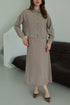 طقم فستان مع قميص - بيج