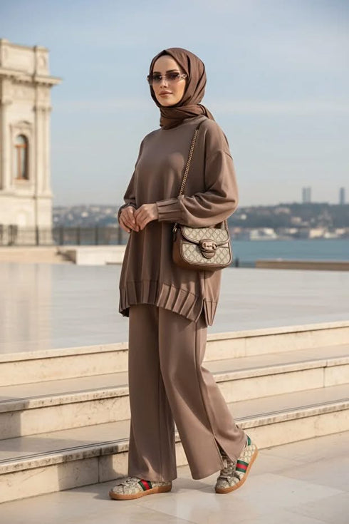 طقم قماش اويشو - بني