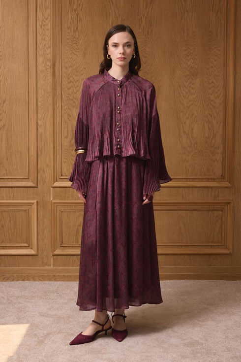 طقم تنورة - برغندي