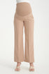 بنطلون قماش للحوامل باللون البيج