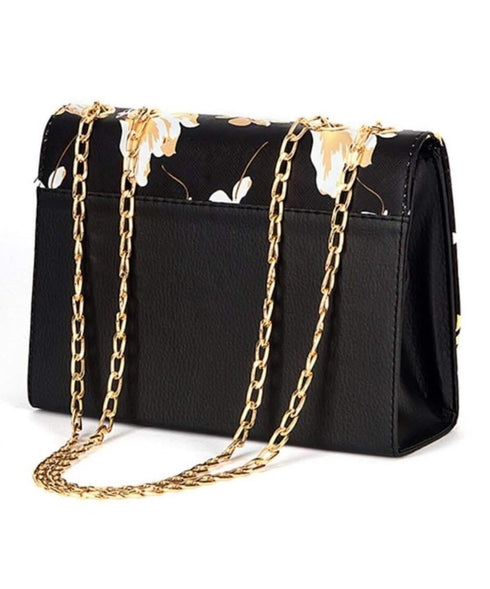 حقيبة بنقشة زهور لون أسود