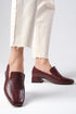 حذاء بكعب قصير - لون بوردو