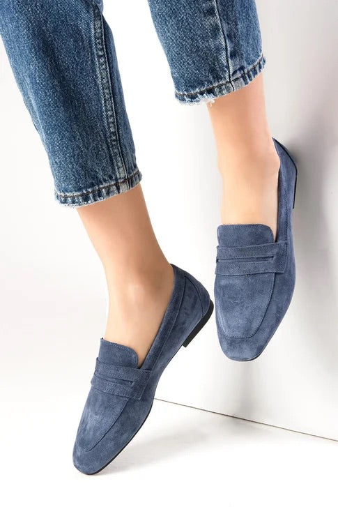 Genuine Suede Blue Color Loafer