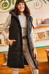 Women Black Hooded Vest