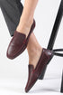 حذاء لوفر جلد حقيقي لون بورغوندي