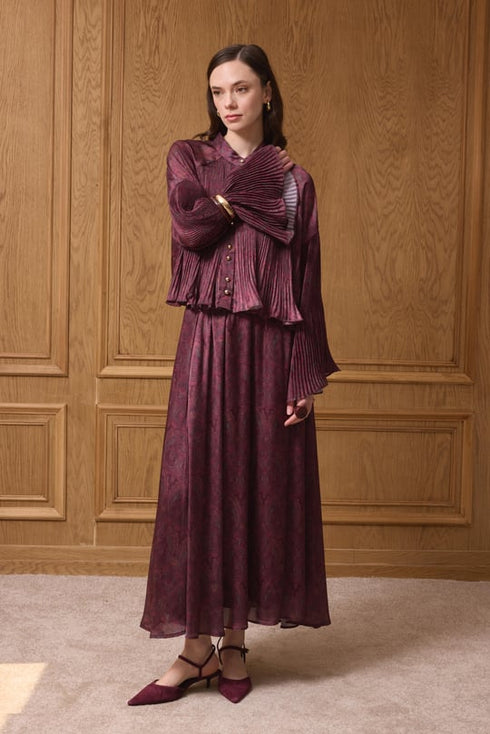 طقم تنورة - برغندي