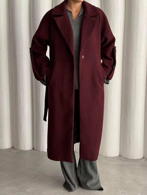 جكيت طويل جوخ باللون البودرو