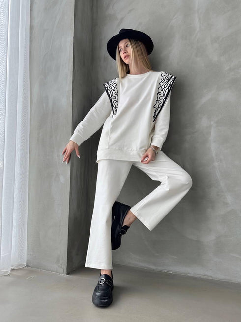 WHITE EMBROIDERED SET