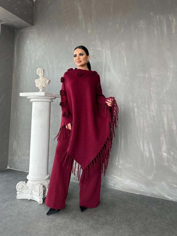 طقم صوف قطعتين - بوردو