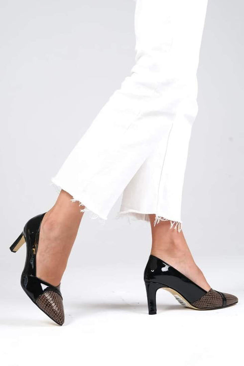 Black Snake Heeled Shoes