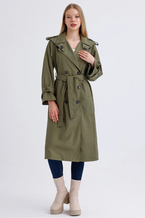 ترانشكوت وتر بروف باللون الزيتي