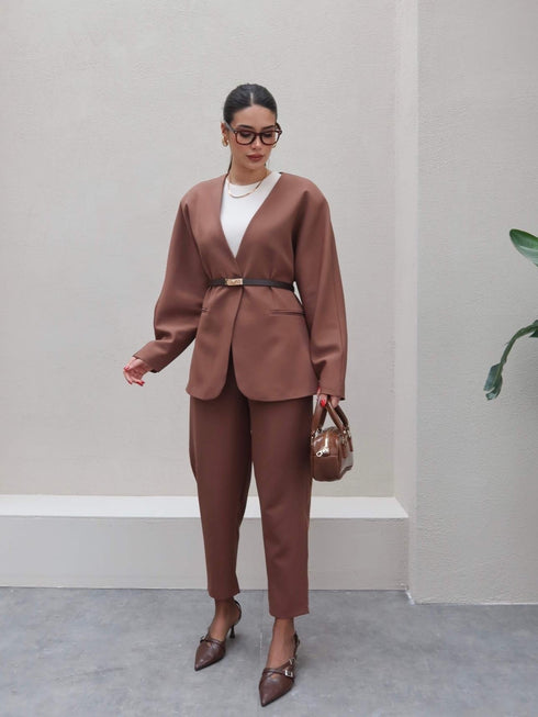 طقم قطعتين لون بني