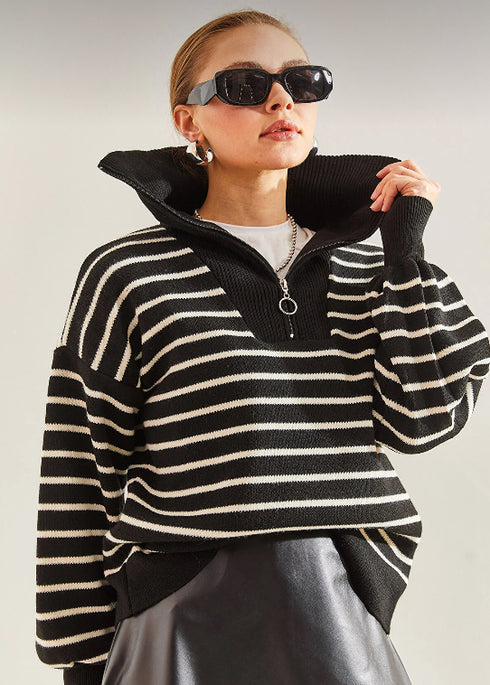 Knitwear Striped Sweater - Black