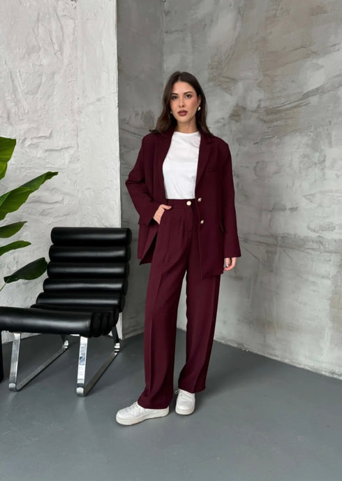 طقم نسائي رسمي - برغندي