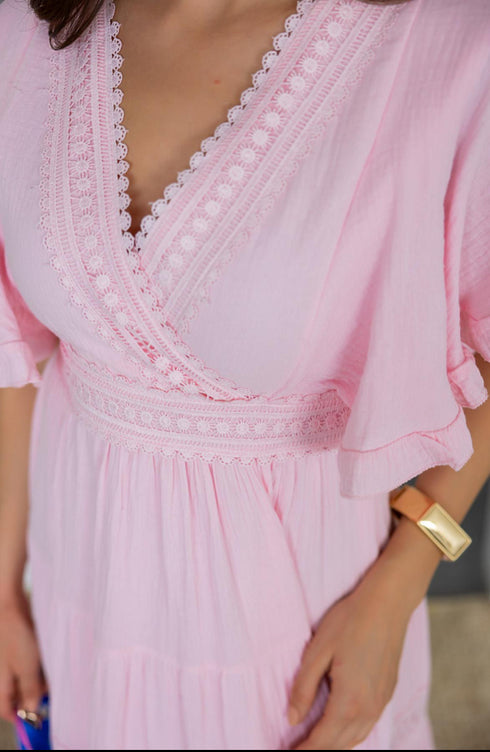 فستان - وردي