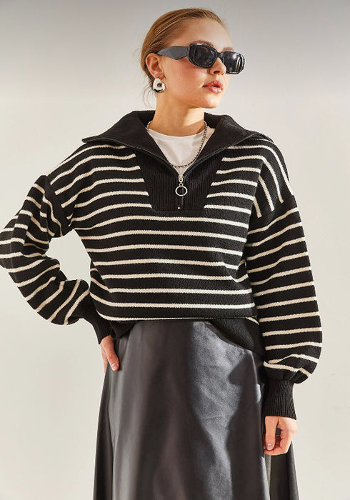 Knitwear Striped Sweater - Black
