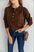 Polo Neck Gold Buttoned Knitwear - BROWN