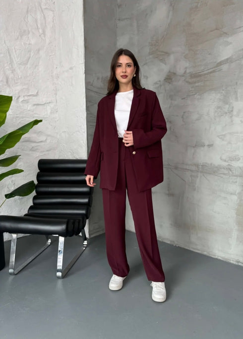 طقم نسائي رسمي - برغندي