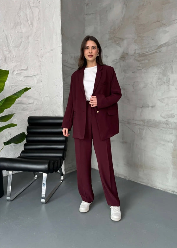 طقم نسائي رسمي - برغندي