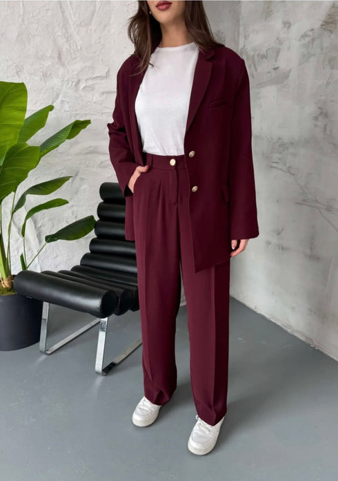 طقم نسائي رسمي - برغندي