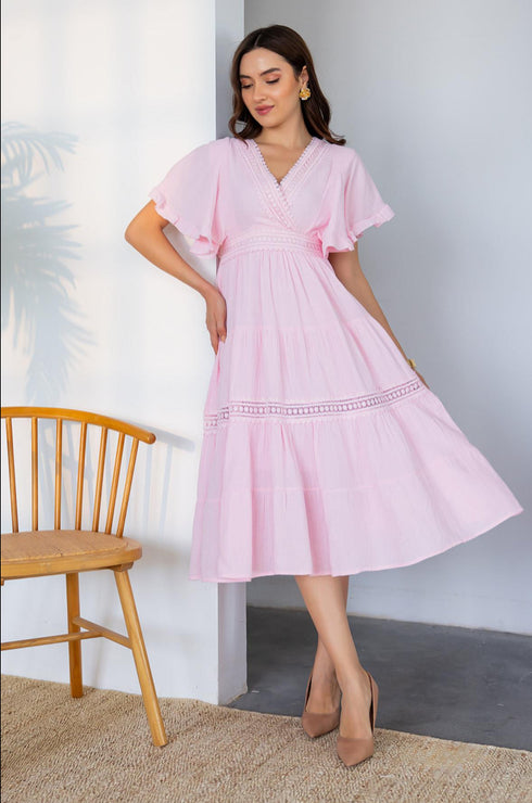 فستان - وردي