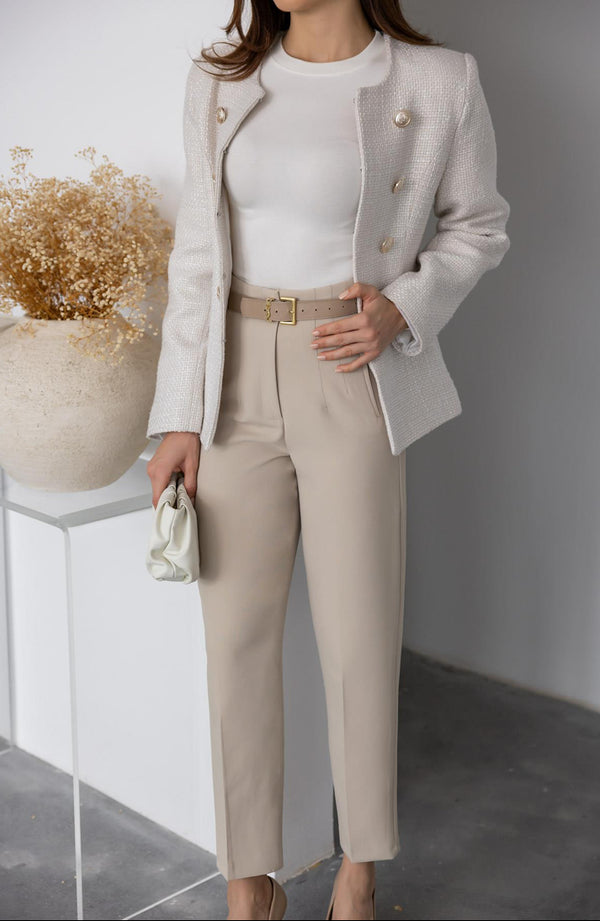 بنطلون كلاسيكي - كريمي