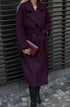 معطف كاشمير طويل بحزام - لون بوردو