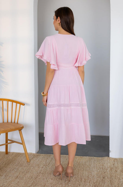 فستان - وردي