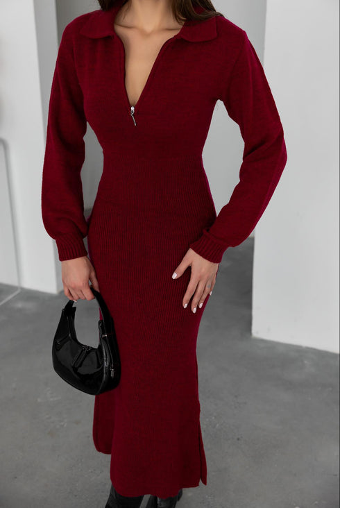 فستان تريكو - بوردو