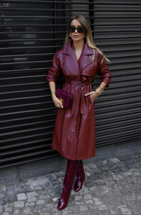 جكيت جلد لون بوردو