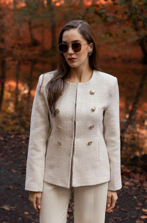 جكيت بأزرار - كريمي