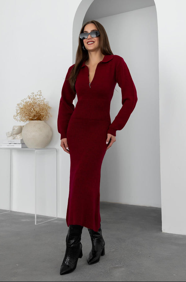 فستان تريكو - بوردو