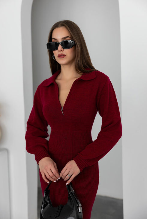 فستان تريكو - بوردو