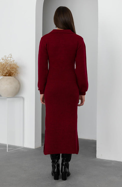 فستان تريكو - بوردو